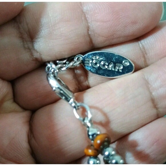 Bocar Southwest Style Faux Turquoise Wood Silver Tone Triple Strand Necklace - Picture 5 of 6